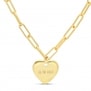 Collier Plaqué Or maille trombone avec médaille cœur 14 mm