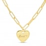 Collier Plaqué Or maille trombone avec médaille cœur 14 mm