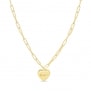 Collier Plaqué Or maille trombone avec médaille cœur 14 mm