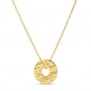 Collier médaille jeton martelée 15 mm gravée en Plaqué Or