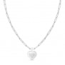 Collier Argent maille trombone avec médaille cœur 14 mm