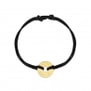 Bracelet cordon femme médaille cible martelée Plaqué Or 15 mm