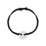 Bracelet cordon femme médaille cible martelée Argent 15 mm