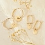 Boucles d'oreilles pendentifs rectangulaires médailles martelées en Plaqué Or