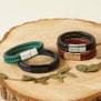 Bracelet homme personnalisé en cuir marron tressé, double tour avec boucle dorée