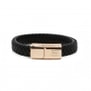 Bracelet homme personnalisable avec cuir tressé noir et boucle rosée
