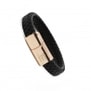 Bracelet homme personnalisable avec cuir tressé noir et boucle rosée
