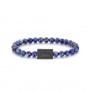 Bracelet personnalisé perles bleues avec médaillon noir