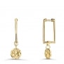 Boucles d'oreilles pendentifs rectangulaires médailles martelées en Plaqué Or