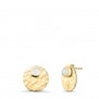 Boucles d'oreilles martelées puces avec pierres blanches en Plaqué Or