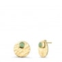 Boucles d'oreilles martelées puces avec pierres vertes en Plaqué Or