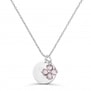 Collier personnalisé médaille 15 mm Argent et son pendentif trèfle rose