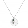 Collier médaille 15 mm Argent et son pendentif martelé et pierre verte