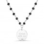 Collier avec pierres noires et médaille martelée personnalisée 15 mm Argent