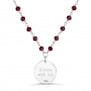Collier avec pierres rouges et médaille martelée personnalisée 15 mm Argent