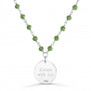 Collier avec pierres vertes et médaille martelée personnalisée 15 mm Argent