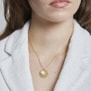 Collier personnalisé médaille martelée 20 mm Plaqué Or et pierre fine transparente