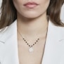 Collier avec pierres noires et médaille martelée personnalisée 15 mm Argent