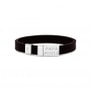 Bracelet avec initiale ajustable en cuir marron et boucle acier