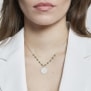 Collier avec pierres vertes et médaille martelée personnalisée 15 mm Argent