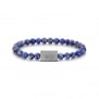 Bracelet personnalisé perles bleues avec médaillon argenté