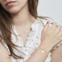 Bracelet personnalisé Plaqué Or maille trombone arrondie et médaille 10 mm