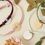 Bracelet cordon avec médaille martelée 15 mm en Argent