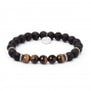 Bracelet personnalisé homme effet perles de lave et perles marron