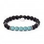 Bracelet personnalisé homme effet perles de lave et perles turquoise
