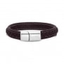 Bracelet homme personnalisé en cuir marron tressé avec une boucle argentée