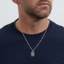 Collier homme médaille rectangulaire "Super Papa" en Argent