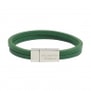 Bracelet enfant personnalisé en cuir plat vert, double tour avec boucle argentée