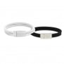 Duo bracelet personnalisable en cuir plat, double tour avec boucle argentée pour homme et femme