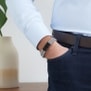 Bracelet personnalisé double cuir tressé gris métal et fermoir noir