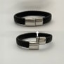 Bracelet homme personnalisable en cuir tressé marron et boucle argentée