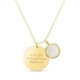 Packshot du collier personnalisé médaille martelée 20 mm Plaqué Or et pierre fine transparente (arrière)