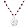 Collier avec pierres rouges et médaille martelée personnalisée 15 mm Argent