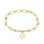 Bracelet personnalisé Plaqué Or maille trombone arrondie et médaille 10 mm