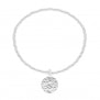 Bracelet élastique perles Argent et médaille martelée 12 mm gravée