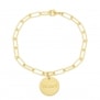 Bracelet grande maille et médaille 15 mm personnalisée en Plaqué Or