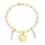 Bracelet Plaqué Or médaille 15 mm et breloque(s) fleur(s)