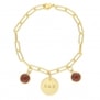 Bracelet grande maille, médaille personnalisée 15 mm en Plaqué Or et pierre(s)