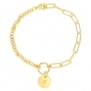 Packshot du bracelet Plaqué Or chaîne 2 mailles et médaille martelée 10 mm (arrière)