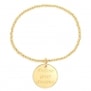 Packshot bracelet élastique perles Plaqué Or et médaille 20 mm gravée