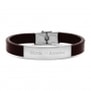 Bracelet homme personnalisé en cuir grainé marron et boucle acier