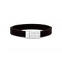 Bracelet avec initiale ajustable en cuir marron et boucle acier
