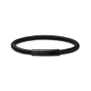 Bracelet homme personnalisé en cuir tressé noir arrondi et boucle noire