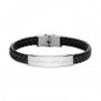 Bracelet homme personnalisé en cuir tressé noir et boucle argentée