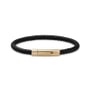 Bracelet homme personnalisé en cuir tressé noir arrondi et boucle dorée