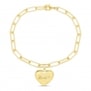 Bracelet trombone médaille coeur 14 mm Plaqué Or